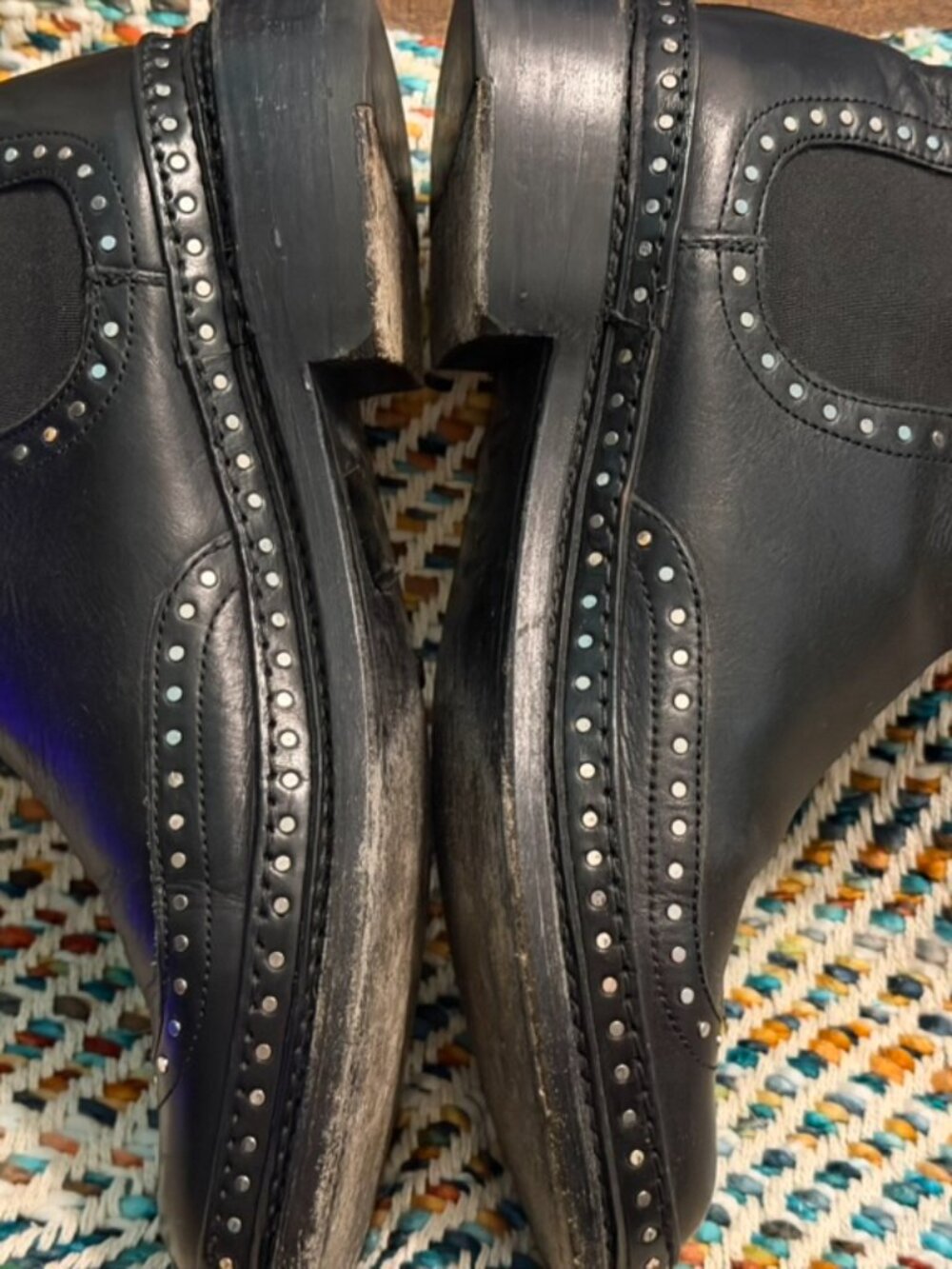 Rag & Bone Benson Chelsea Boots Black Studded Leather Ankle Boots 38 / 7.5 - Picture 9 of 16